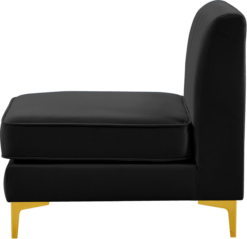 Alina Black Velvet Armless Chair