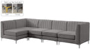 Alina Grey Velvet Modular Sectional - Town Of Bargains Furniture - NY