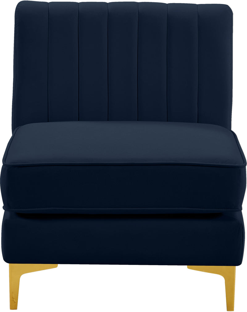 Alina Navy Velvet Armless Chair