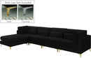 Julia Black Velvet Modular Sectional (5 Boxes) - Town Of Bargains Furniture - NY