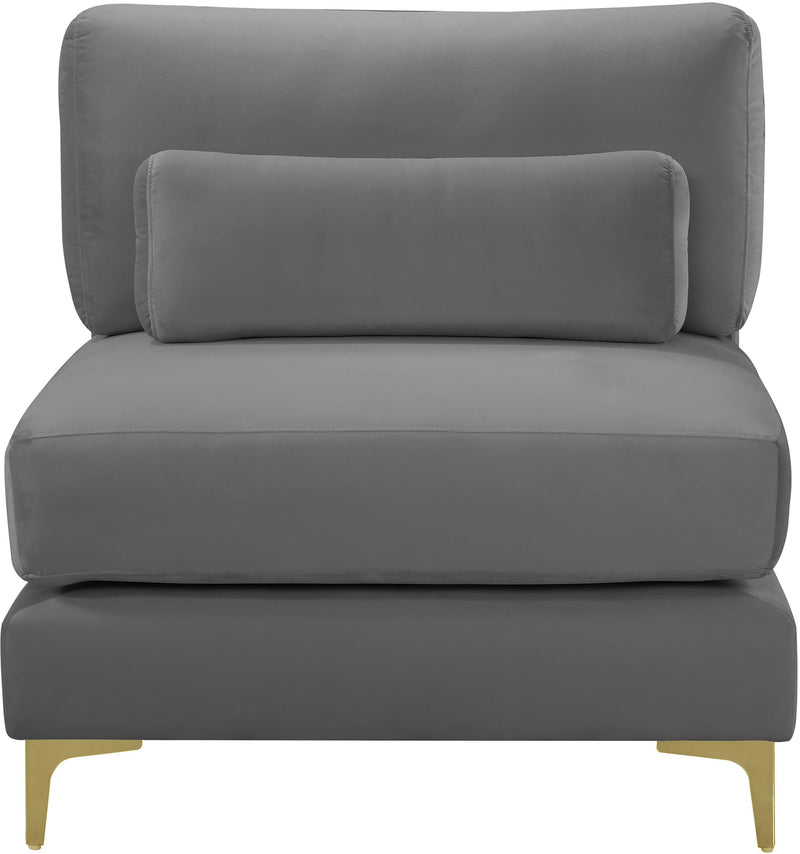 Julia Grey Velvet Modular Armless Chair