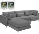Julia Grey Velvet Modular Sectional (4 Boxes) - Town Of Bargains Furniture - NY