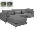 Julia Grey Velvet Modular Sectional (4 Boxes) - Town Of Bargains Furniture - NY