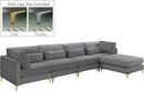 Julia Grey Velvet Modular Sectional (5 Boxes) - Town Of Bargains Furniture - NY