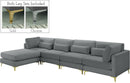 Julia Grey Velvet Modular Sectional (5 Boxes) - Town Of Bargains Furniture - NY