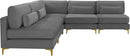 Julia Grey Velvet Modular Sectional (5 Boxes) - Town Of Bargains Furniture - NY