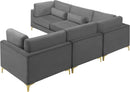 Julia Grey Velvet Modular Sectional (5 Boxes) - Town Of Bargains Furniture - NY