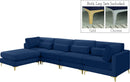 Julia Navy Velvet Modular Sectional (5 Boxes) - Town Of Bargains Furniture - NY