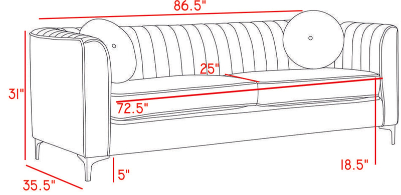 Isabelle Grey Velvet Sofa - Town Of Bargains Furniture - NY