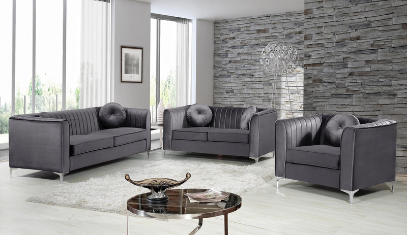 Isabelle Grey Velvet Loveseat