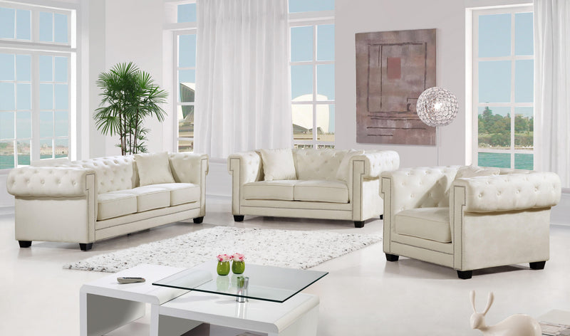 Bowery Cream Velvet Loveseat - Town Of Bargains Furniture - NY