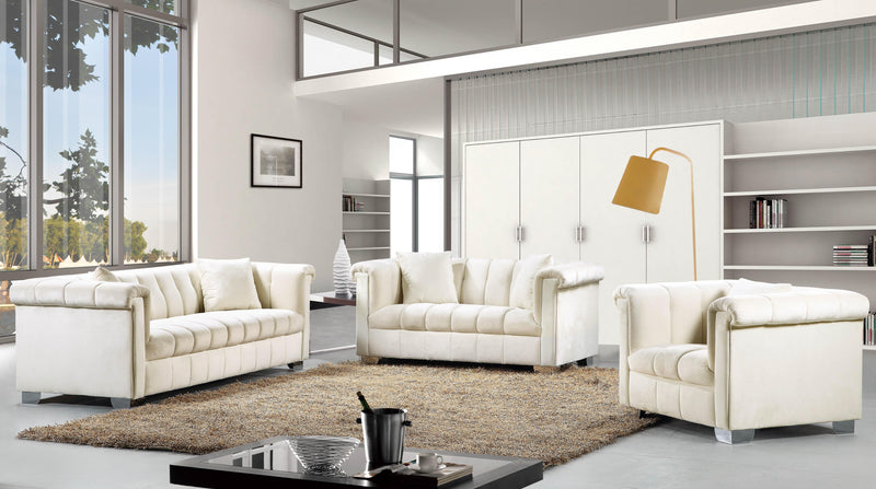 Kayla Cream Velvet Sofa - Town Of Bargains Furniture - NY