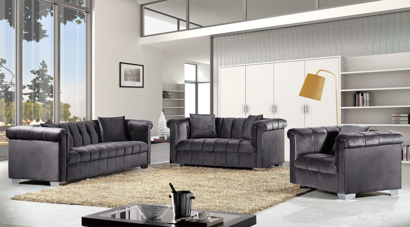 Kayla Grey Velvet Sofa - Town Of Bargains Furniture - NY