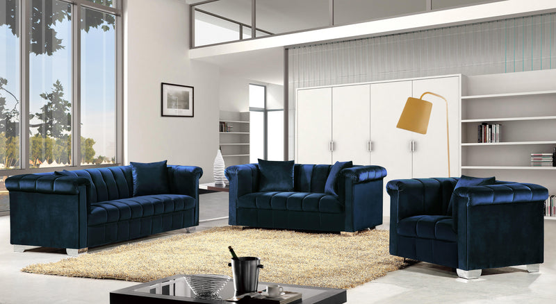 Kayla Navy Velvet Loveseat - Town Of Bargains Furniture - NY
