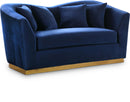 Arabella Navy Velvet Loveseat - Town Of Bargains Furniture - NY