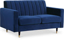 Lola Navy Velvet Loveseat - Town Of Bargains Furniture - NY