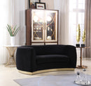 Julian Black Velvet Loveseat - Town Of Bargains Furniture - NY