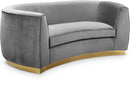 Julian Grey Velvet Loveseat - Town Of Bargains Furniture - NY