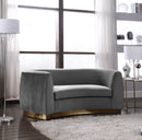 Julian Grey Velvet Loveseat - Town Of Bargains Furniture - NY