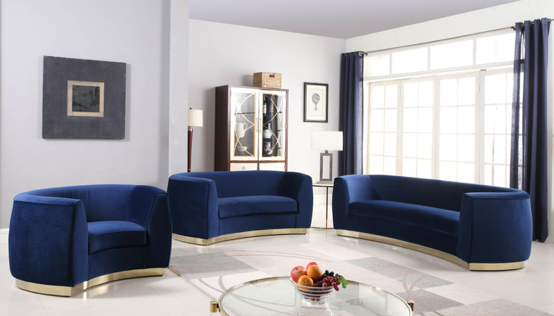 Julian Navy Velvet Loveseat - Town Of Bargains Furniture - NY