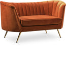 Margo Cognac Velvet Loveseat - Town Of Bargains Furniture - NY