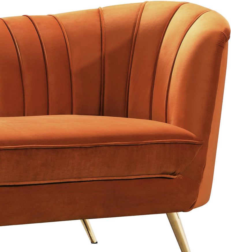 Margo Cognac Velvet Loveseat - Town Of Bargains Furniture - NY