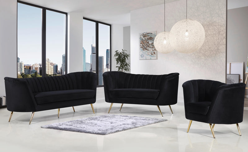 Margo Black Velvet Loveseat - Town Of Bargains Furniture - NY