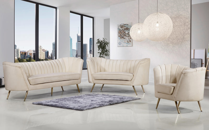 Margo Cream Velvet Sofa - Town Of Bargains Furniture - NY