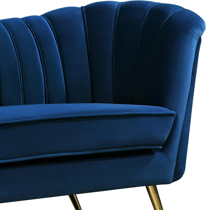 Margo Navy Velvet Loveseat - Town Of Bargains Furniture - NY
