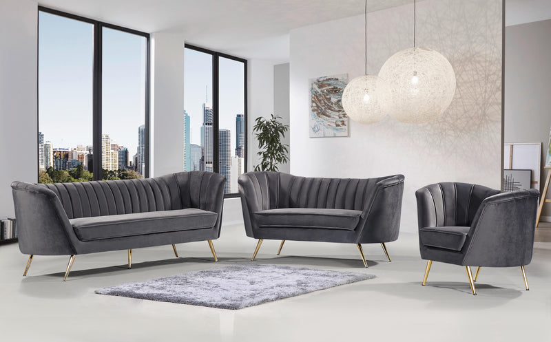 Margo Grey Velvet Loveseat - Town Of Bargains Furniture - NY