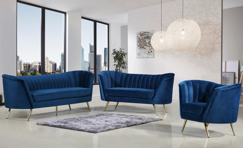 Margo Navy Velvet Loveseat - Town Of Bargains Furniture - NY