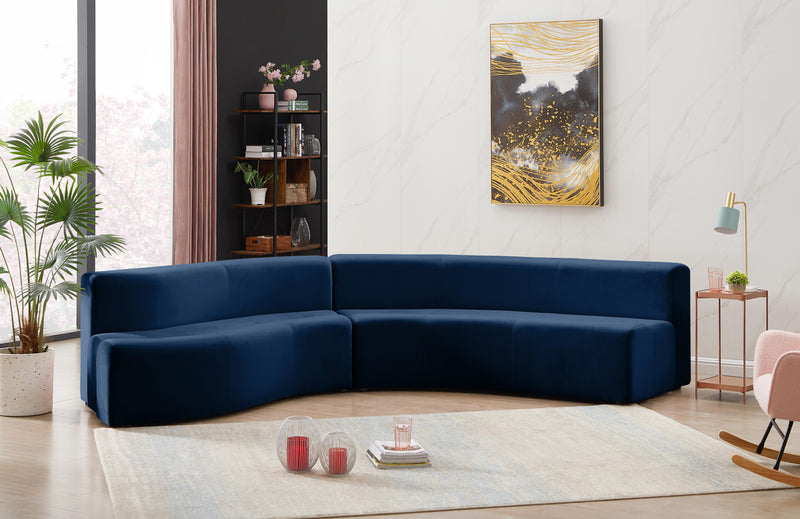 Curl Navy Velvet 2pc. Sectional