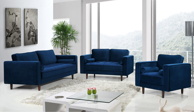 Emily Navy Velvet Loveseat - Town Of Bargains Furniture - NY