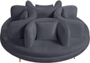 Circlet Grey Velvet Round Sofa Settee - Town Of Bargains Furniture - NY