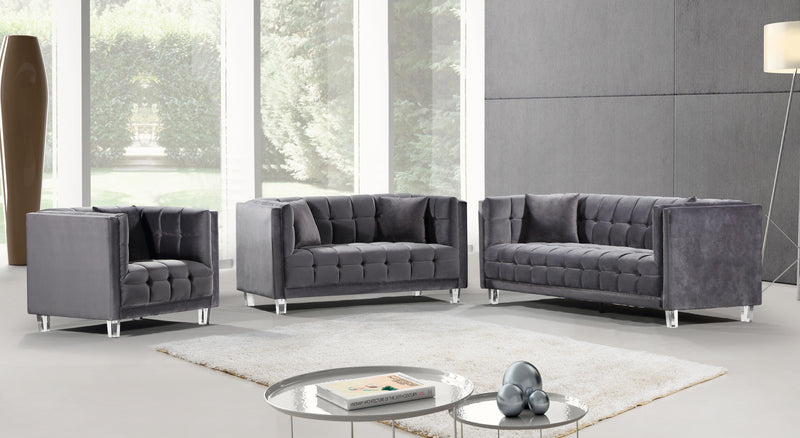 Mariel Grey Velvet Sofa - Town Of Bargains Furniture - NY