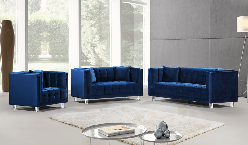 Mariel Navy Velvet Loveseat - Town Of Bargains Furniture - NY