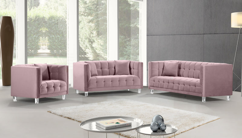Mariel Pink Velvet Loveseat - Town Of Bargains Furniture - NY