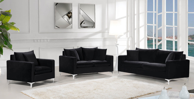 Naomi Black Velvet Sofa - Town Of Bargains Furniture - NY