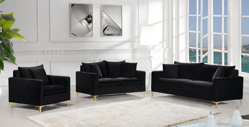 Naomi Black Velvet Sofa - Town Of Bargains Furniture - NY