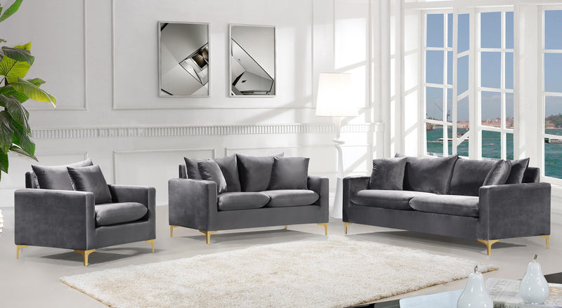 Naomi Grey Velvet Sofa - Town Of Bargains Furniture - NY