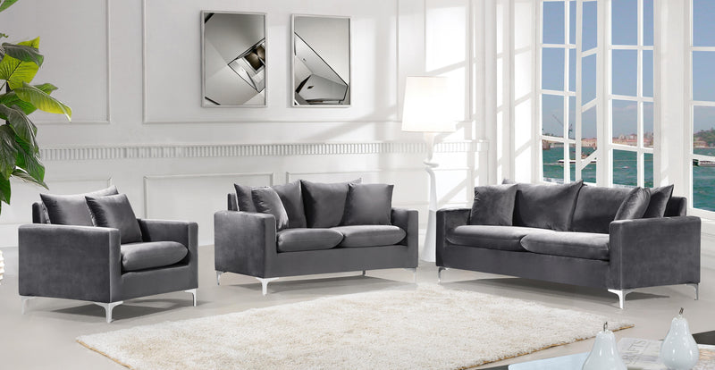 Naomi Grey Velvet Sofa - Town Of Bargains Furniture - NY
