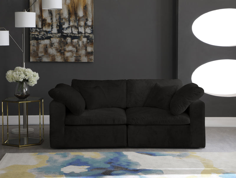 Cozy Black Velvet Cloud Modular Sofa
