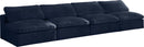 Cozy Navy Velvet Cloud Modular Armless Sofa - Town Of Bargains Furniture - NY