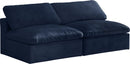 Cozy Navy Velvet Cloud Modular Armless Sofa - Town Of Bargains Furniture - NY