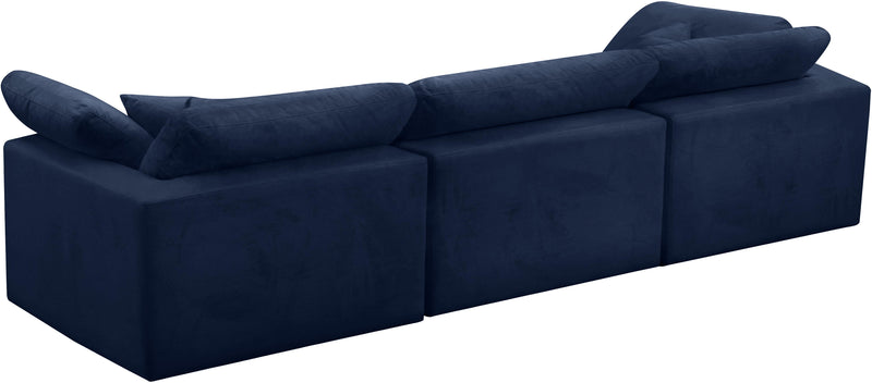 Cozy Navy Velvet Cloud Modular Sofa