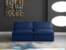 Cozy Navy Velvet Cloud Modular Armless Sofa - Town Of Bargains Furniture - NY