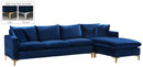 Naomi Navy Velvet 2pc. Reversible Sectional