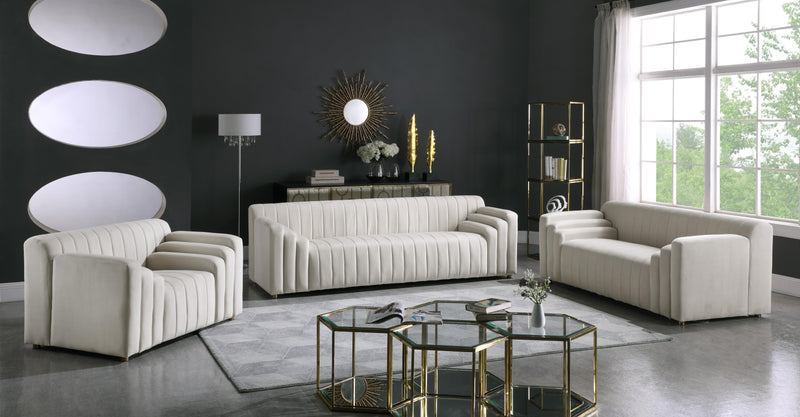 Naya Cream Velvet Sofa - Town Of Bargains Furniture - NY
