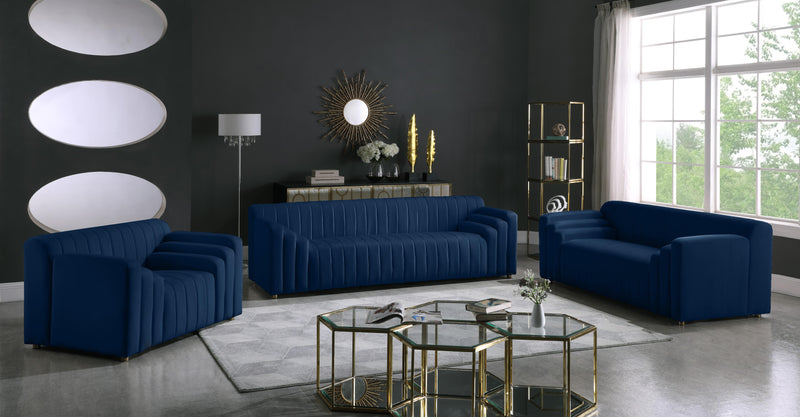 Naya Navy Velvet Loveseat - Town Of Bargains Furniture - NY