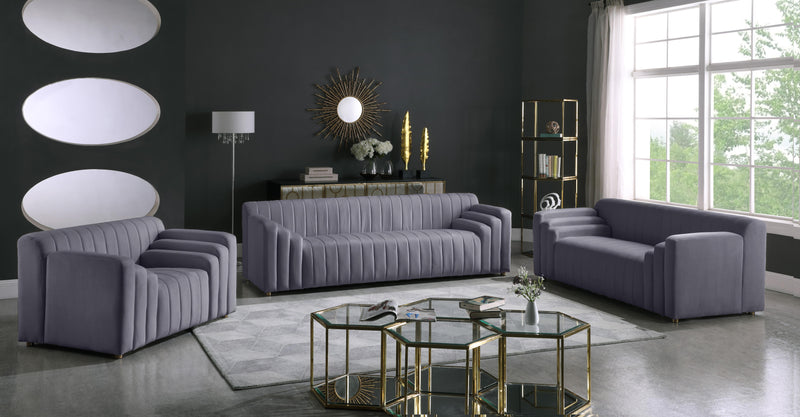 Naya Grey Velvet Chair - Town Of Bargains Furniture - NY